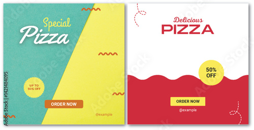 Pizza Promotion Designs: Colorful and Modern Marketing Templates with Discount