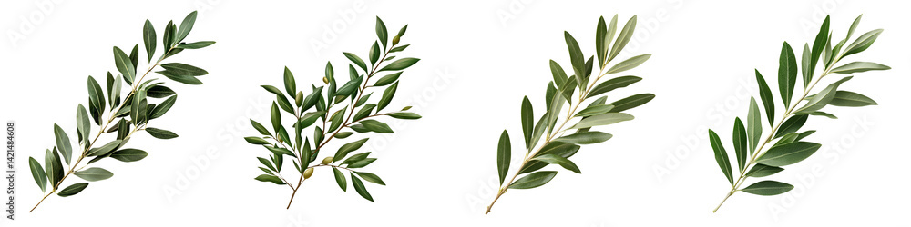 Fototapeta premium Lush olive branch with vibrant green leaves