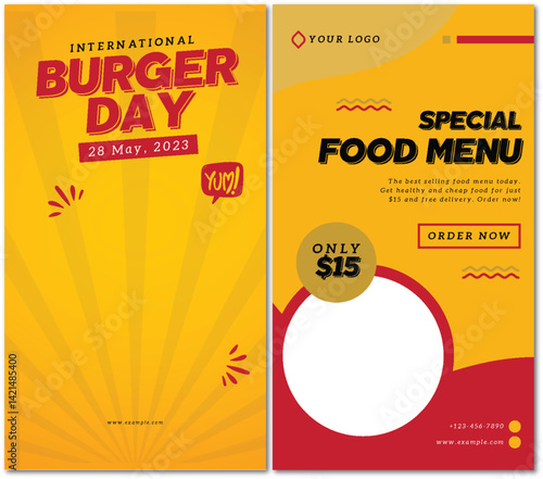 Vibrant International Burger Day Promotion with Special Menu Offer