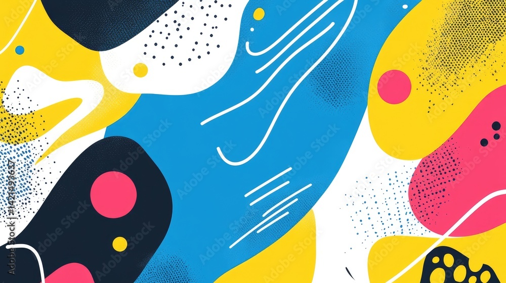Fototapeta premium Vibrant Abstract Art: A Symphony of Colors and Shapes, Bold Design with Dynamic Composition and Energetic Feel, Modern and Playful Graphic