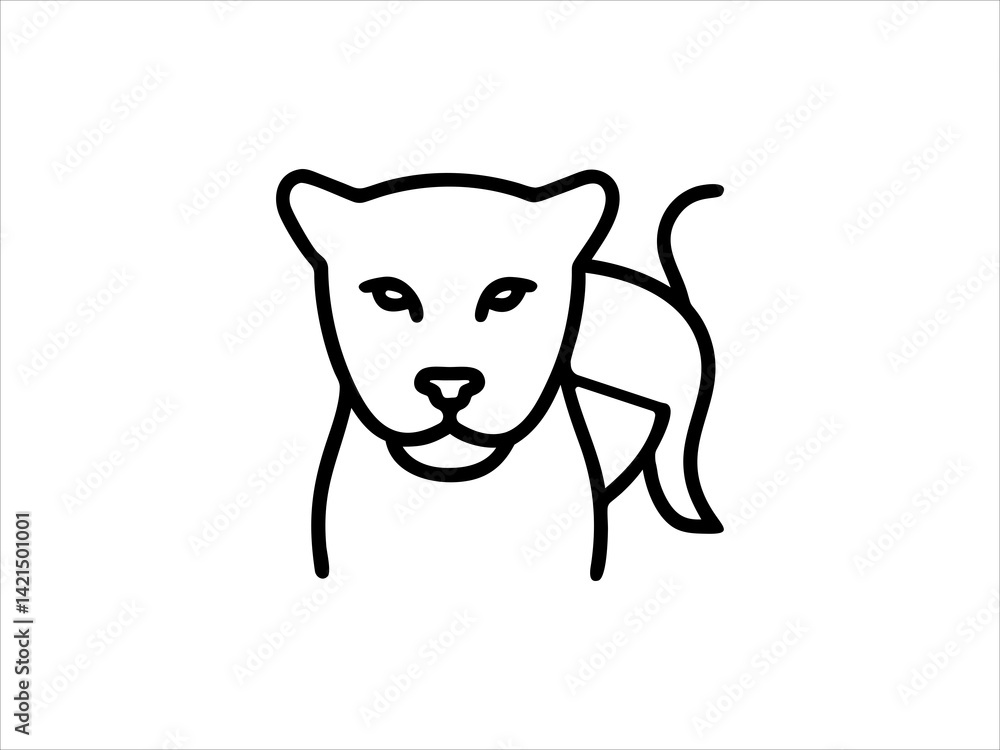 Fototapeta premium Simple Line Drawing of a Panther