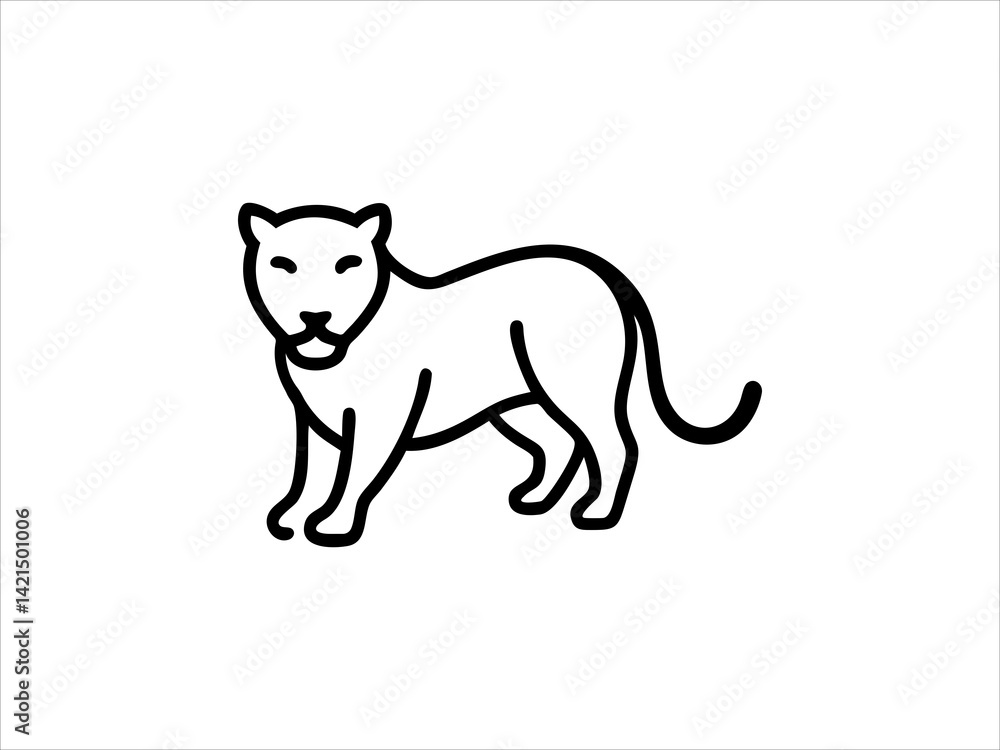 Obraz premium Simple Line Drawing of a Panther