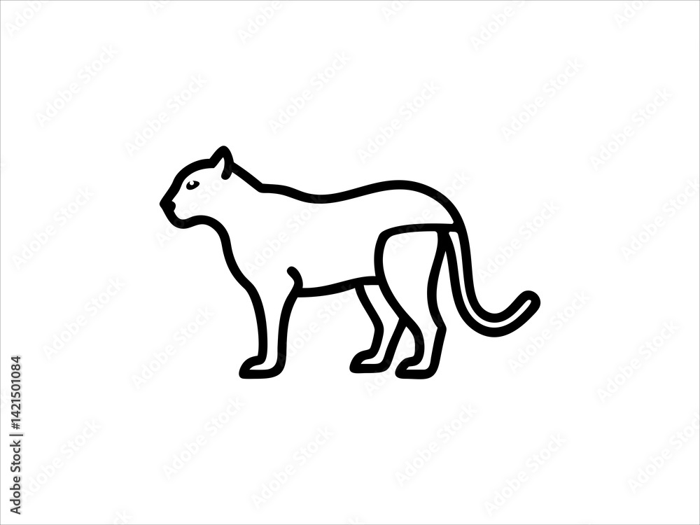 Obraz premium Simple Line Drawing of a Panther