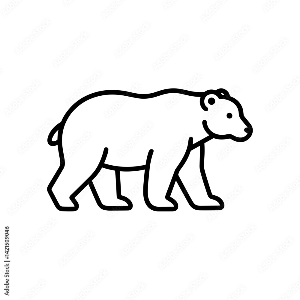 Fototapeta premium Polar bear walking in minimalist style on white background 