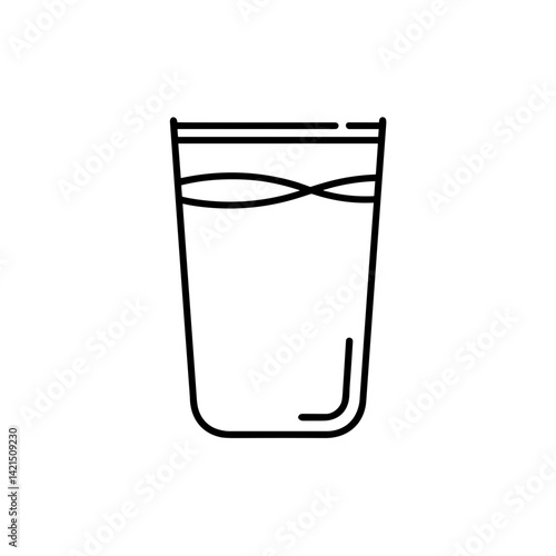 Milk Glass with Water on a Simple White Background  