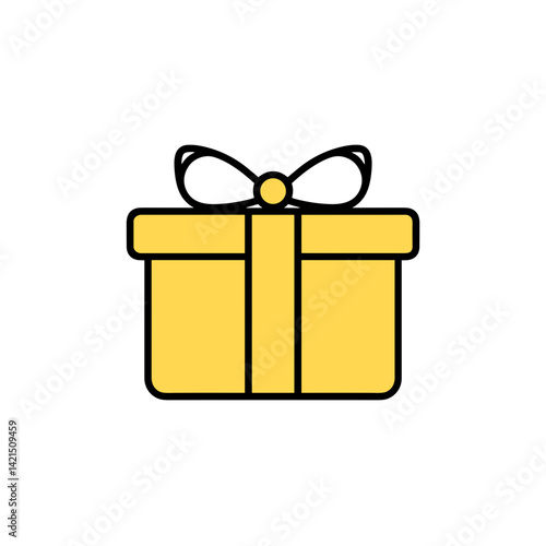 Yellow gift box with ribbon for Christmas celebrations  