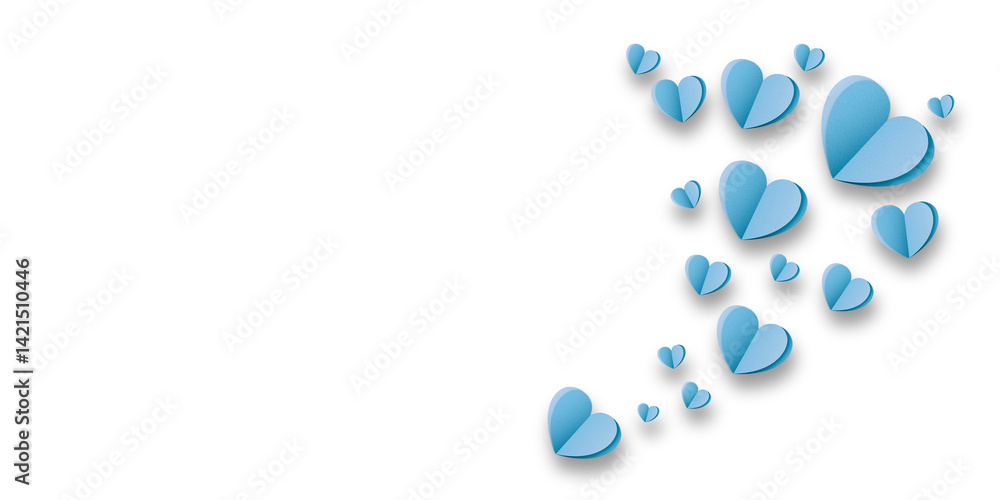 Light blue paper hearts isolated on transparent background. Valentine's day. Light blue paper hearts isolated on transparent background. Valentine's day.