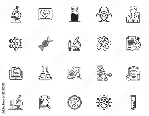 20 Medical Research and Lab Icons set
