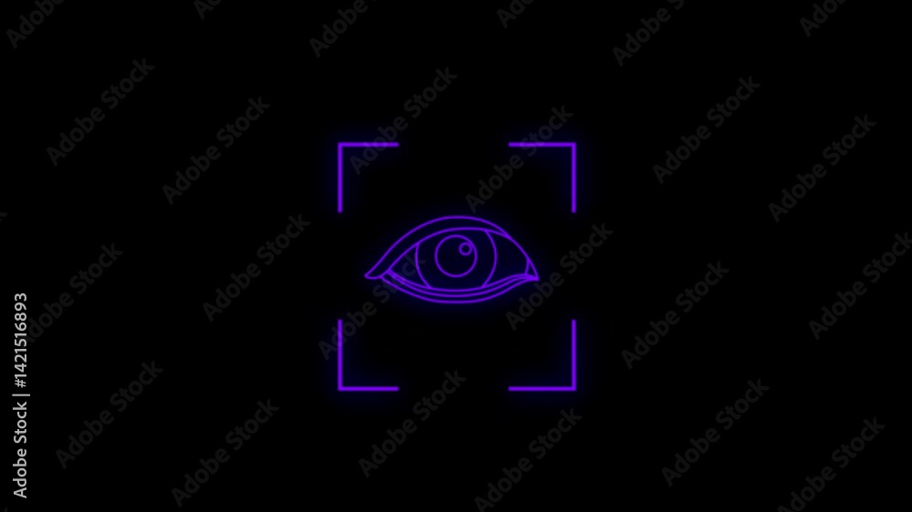 Eye vertical tracking icon animation with digital motion interface Eye vertical tracking icon animation with digital motion interface