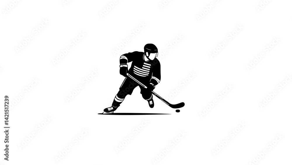 Obraz premium Hockey player silhouette vector sport, hockey, player, winter, boy, people, vector, ski, silhouette, ice, snowboard, person, sports, helmet, action, baseball, woman, illustration, fun, athlete, child,