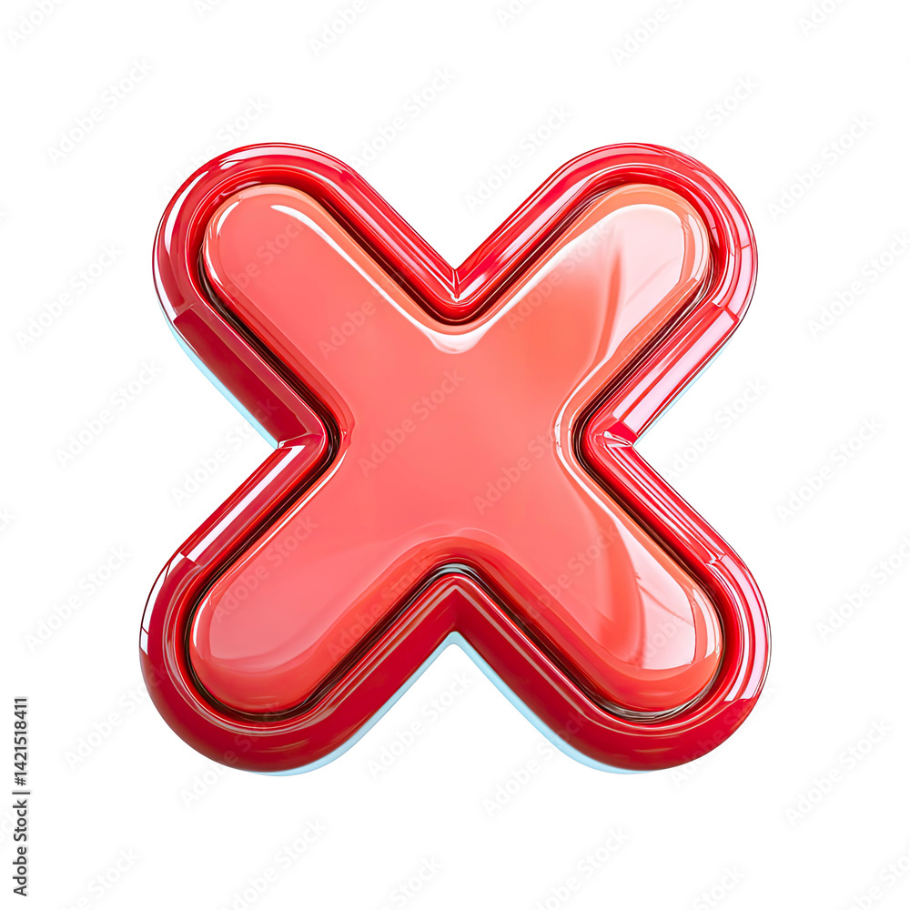 Glossy Red X Mark Symbol 3D Render Transparent Background Glossy Red X Mark Symbol 3D Render Transparent Background