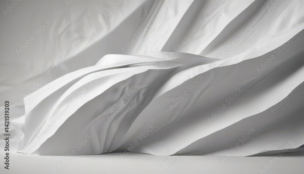 Obraz premium Deeply textured white paper, abstract folds, high contrast lighting , art, black and white