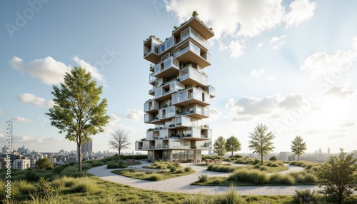 Wallpaper Mural Solar powered tower made of modular eco units, clean energy architecture Torontodigital.ca