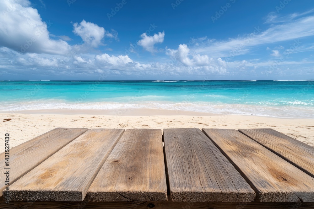 Beach scene with wooden planks Beach scene with wooden planks