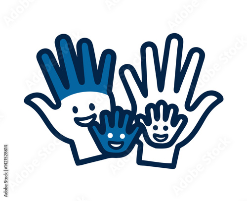 Diverse Hands Illustrating Family Connection in Childlike Style  