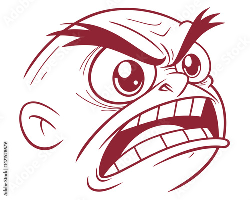 Angry cartoon face expressing frustration in simple line art  