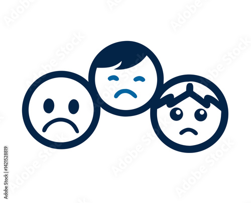 Sad emojis expressing various emotions in a simplistic style  