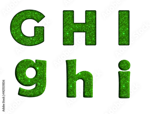 Green glitter Bling texture Foil font  G, H, I Alphabet letter text typography font  copy.png