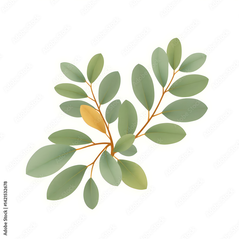 Naklejka premium Botanical Illustration - eucalyptus in natural earth tones for wall prints 