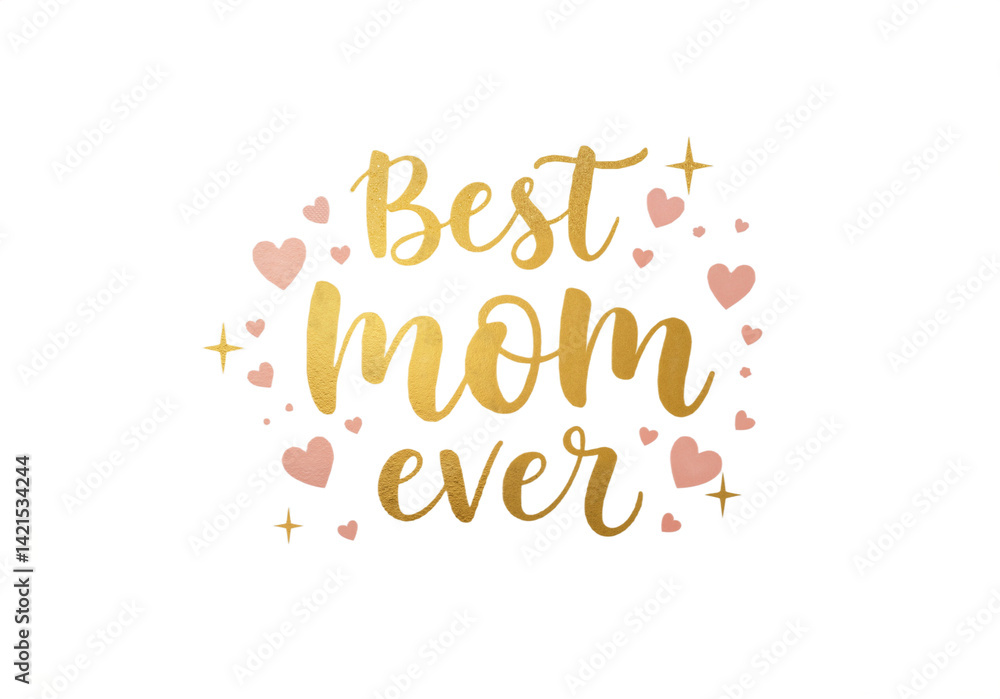 Obraz premium Best Mom Ever Golden Lettering with Hearts