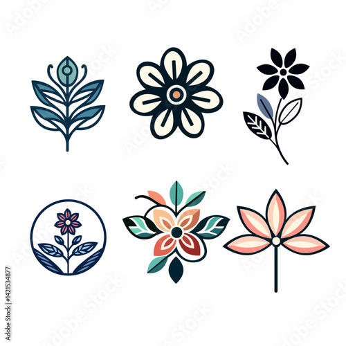 Minimal Colorful Reflex Flowe Minimal Icon Set Vector Logo Design