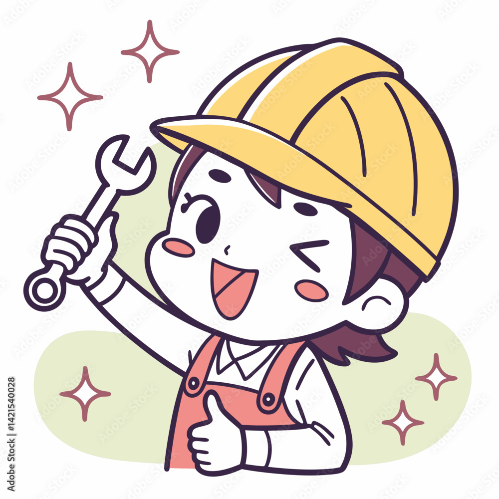 Fototapeta premium Hard Hat Worker – Cute Character Sticker