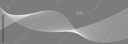 Vector abstract background with wave of flowing particles, smoke flowing grey design, smooth and soft relaxing image.