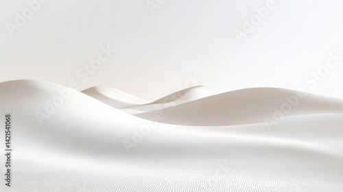 Undulating white gypsum sand dunes create a serene and minimalist landscape under a bright, diffused sky, evoking a sense of peace and pristine natural beauty.