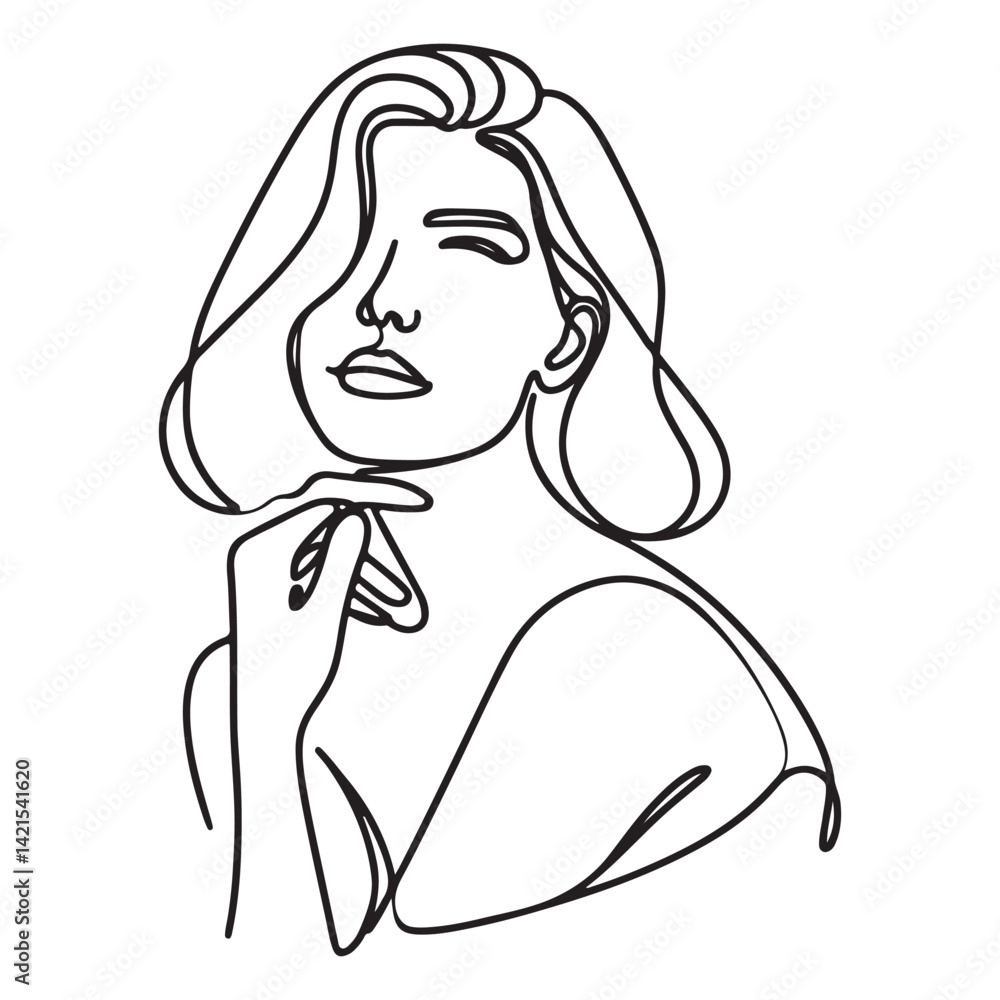 Elegant Woman One Line Drawing Creative Conceptual Vector Art Elegant Woman One Line Drawing Creative Conceptual Vector Art