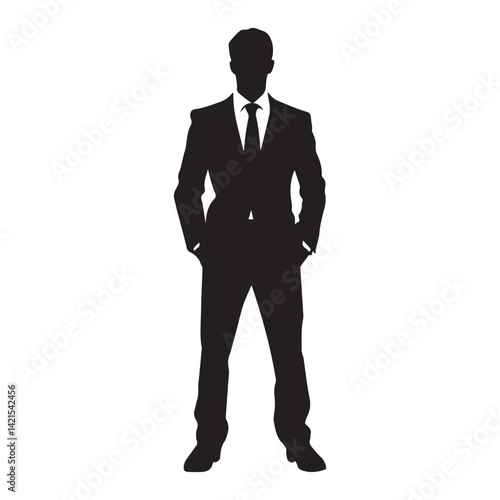 Confident executive black color on isolated white background