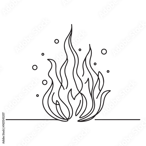 Fiery Flames Single Line Art Illustration for Bold Designs