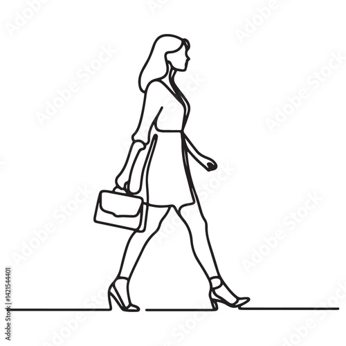 Business Woman Walking Silhouette Vector Illustration Going To Work