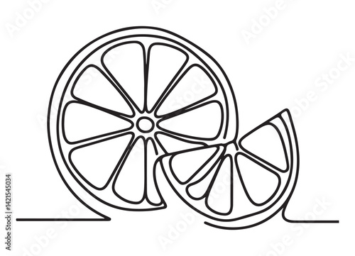 Orange Slice One Line Art Vector Illustration Simple Design