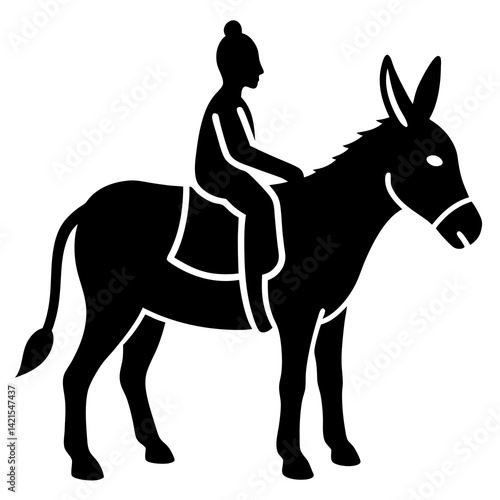 Create a vector of a donkey ride with a white background.
