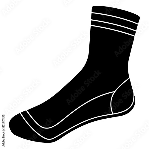 black & white sock silhouette with white background