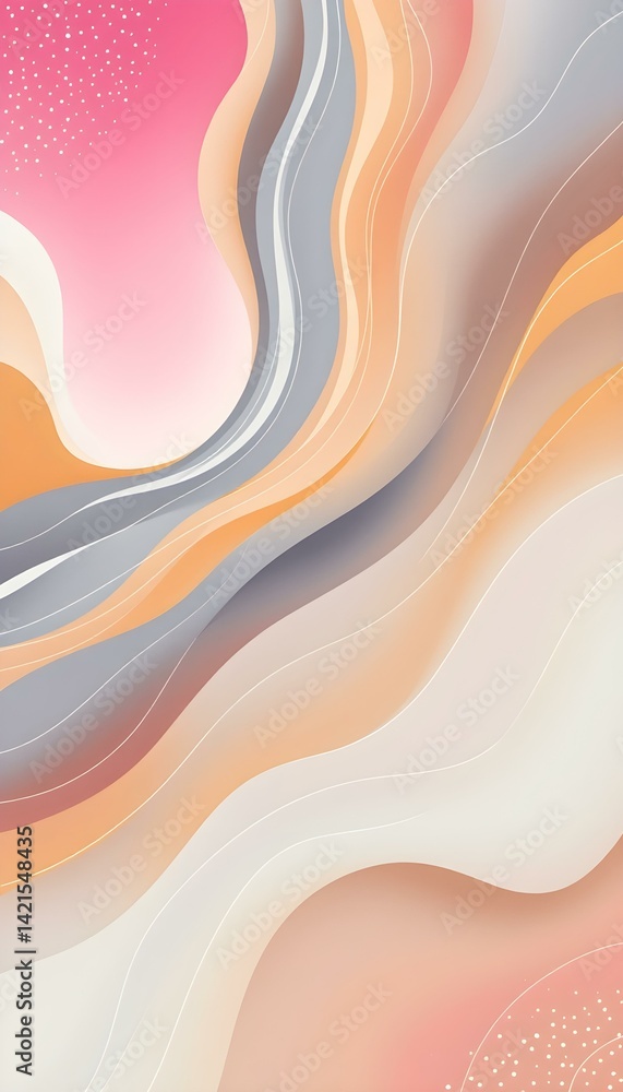 Minimalistic lines and dots in a muted beige, white, and gray palette, creating a smooth, abstract design that seamlessly repeats, evoking a soft, elegant, and sophisticated aesthetic.