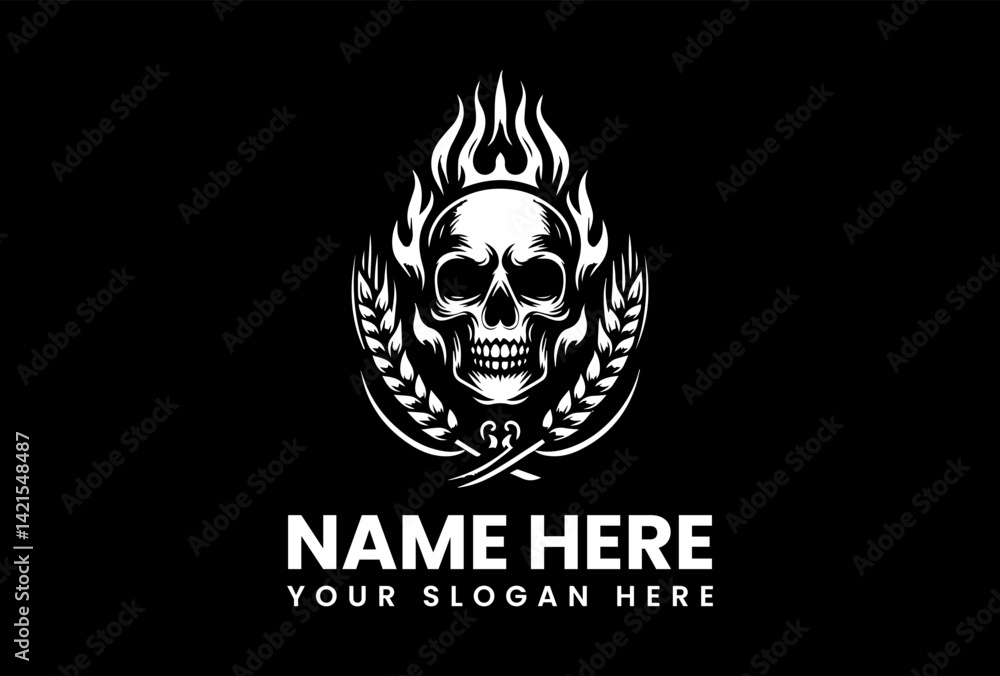 Tribal-style skull with integrated flame patterns, cultural logo template for tattoo parlors and apparel brands
Tribal-style skull with integrated flame patterns, cultural logo template for tattoo parlors and apparel brands