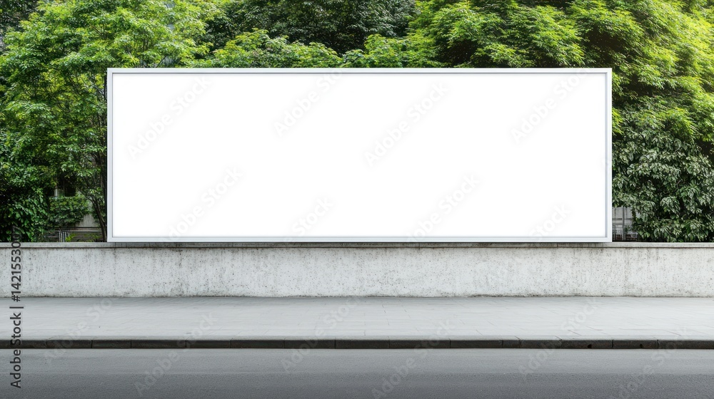 Fototapeta premium Blank Billboard Mockup: Perfect for Advertising Campaigns, Situated in a Lush Urban Setting