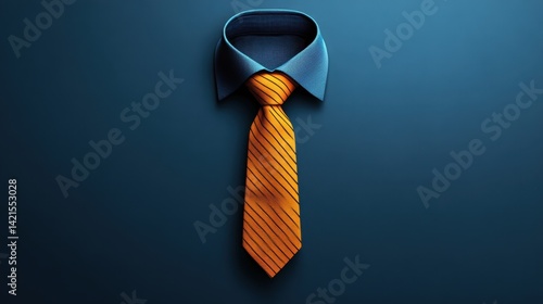 Stylish Blue Shirt with Vibrant Orange Tie on a Textured Background for Fashion and Business Themes