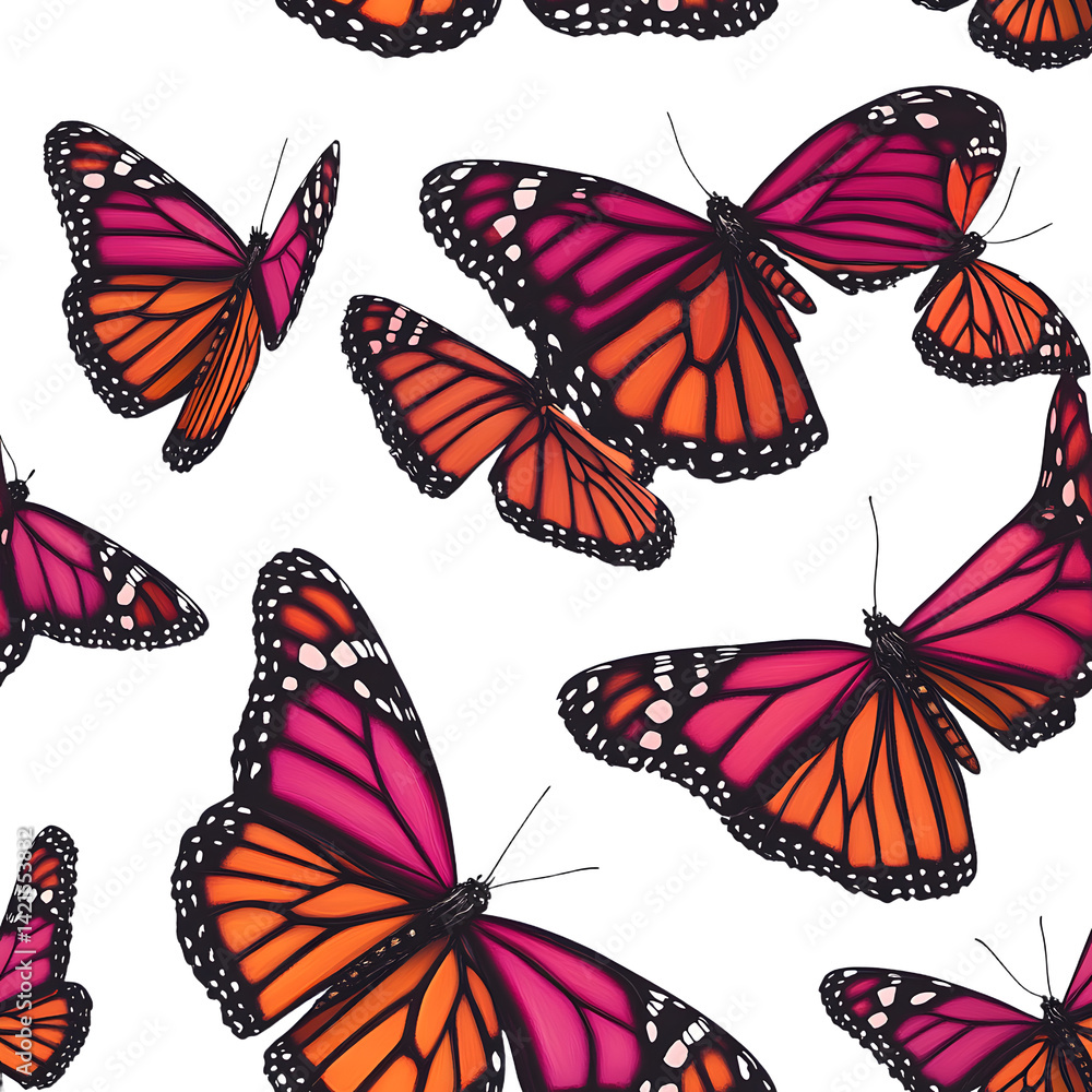 custom made wallpaper toronto digitalRealistic seamless pattern monarch butterfly design.