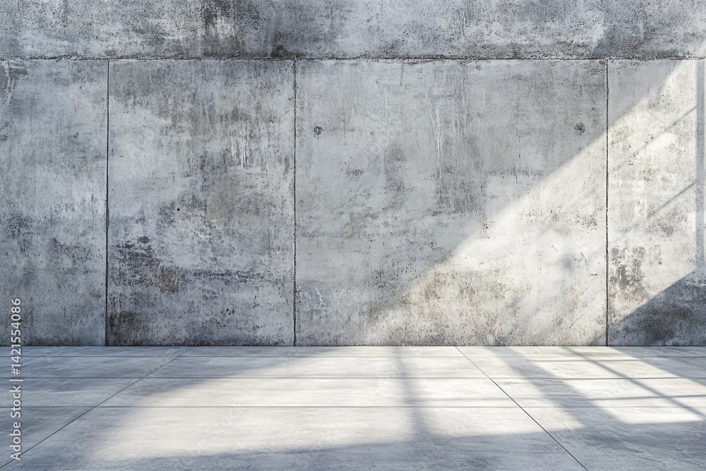 Fototapeta premium Sunlit industrial interior concrete wall and floor