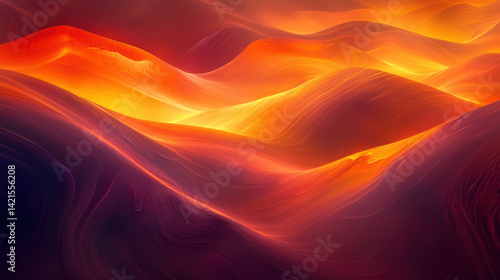 Abstract fiery landscape with flowing red and orange waves creates a dramatic and mesmerizing effect that evokes heat and energy on a dark background.