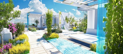 Obraz na płótnie Luxurious Rooftop Oasis with Modern Design w salonie