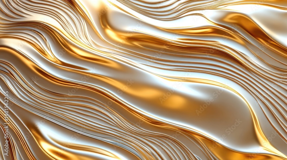 Abstract gold and silver flowing fabric texture