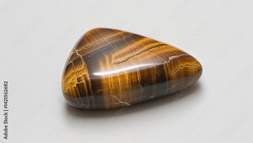 Polished Tigers Eye Stone Specimen Displaying Bands Of Gold And Brown Colors