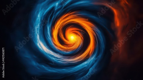 Wallpaper Mural A vibrant, swirling galaxy of blue and orange hues, depicting a cosmic whirlpool with a central glowing core. Torontodigital.ca