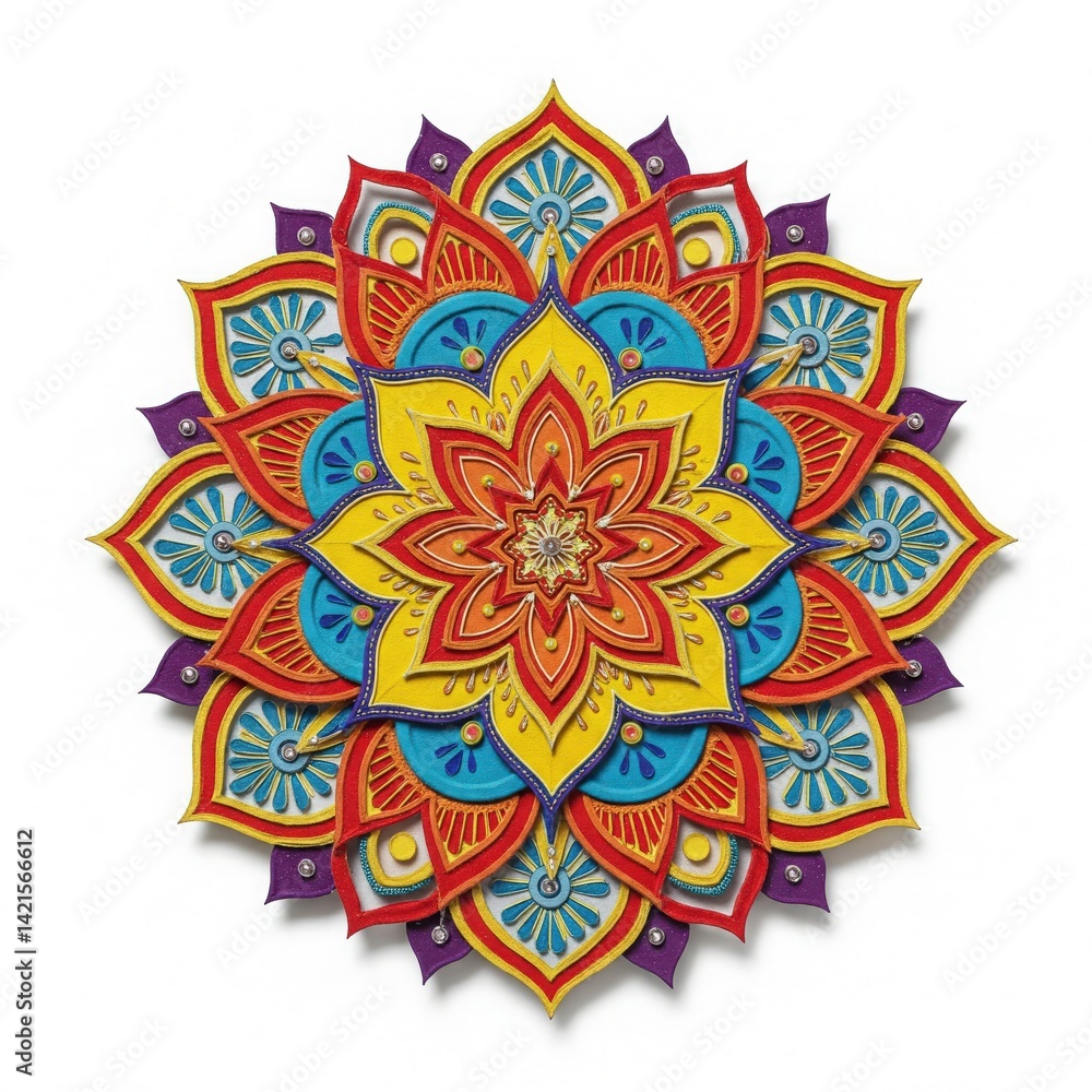 Rangoli Mandala Design | Top View Festive Rangoli Art | Colorful Symmetrical Mandala Background 4K HD Rangoli Mandala Design | Top View Festive Rangoli Art | Colorful Symmetrical Mandala Background 4K HD