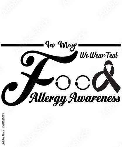 Food Allergy Awareness T-Shirt – "In May We Wear Teal" Ribbon Design for Allergy Support