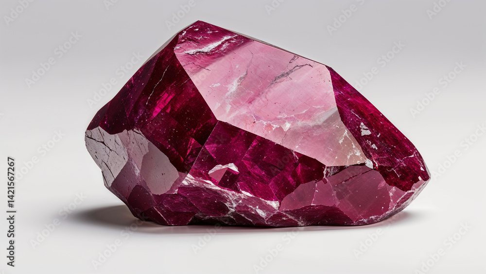Raw Ruby Crystal Specimen Isolated On White Background Gemstone Mineral Raw Ruby Crystal Specimen Isolated On White Background Gemstone Mineral