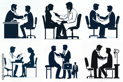 Doctor Examining Patient Icon Set